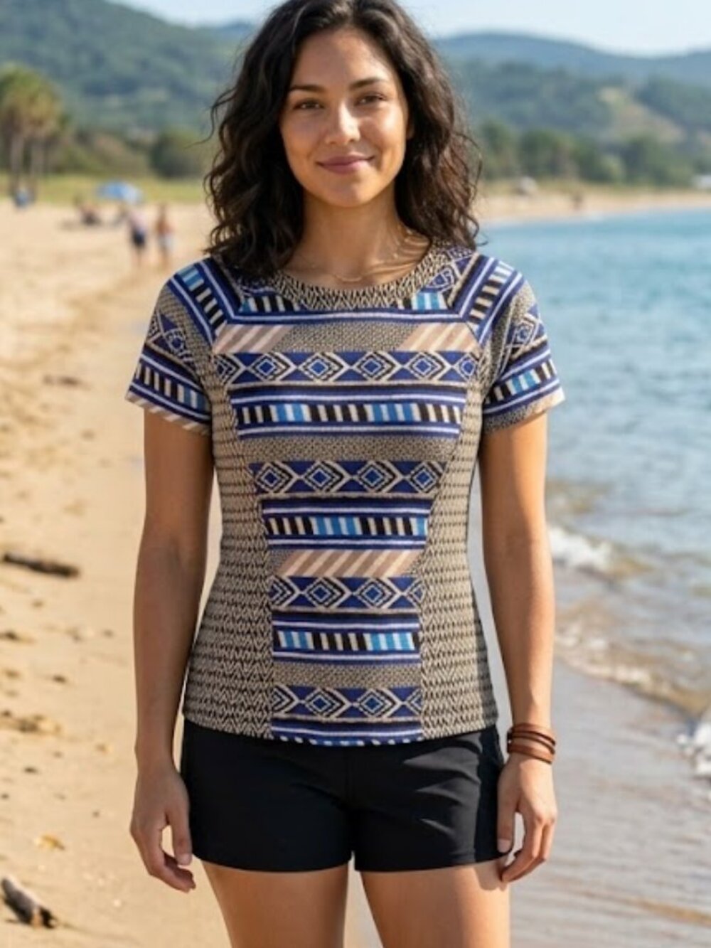 NEW Kenneth Cole New York Short Sleeve Print Rash Guard Swim Shirt Top RashGuard